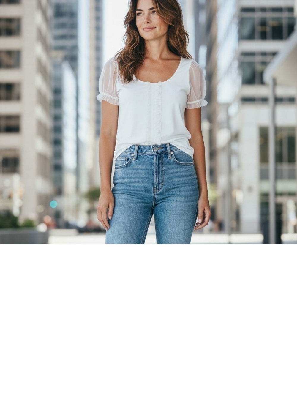 ‼️NWT White House Black Market White Ruffle-Trim Scoop Neck Top